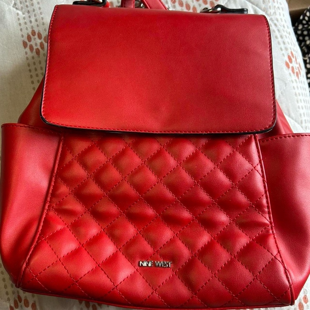 Nine West Red Quilted Backpack